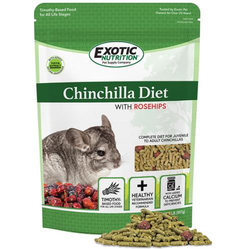 Exotic Nutrition Chinchilla Diet with Rose Hips 2 lb.:Jungle Bob's Reptile World