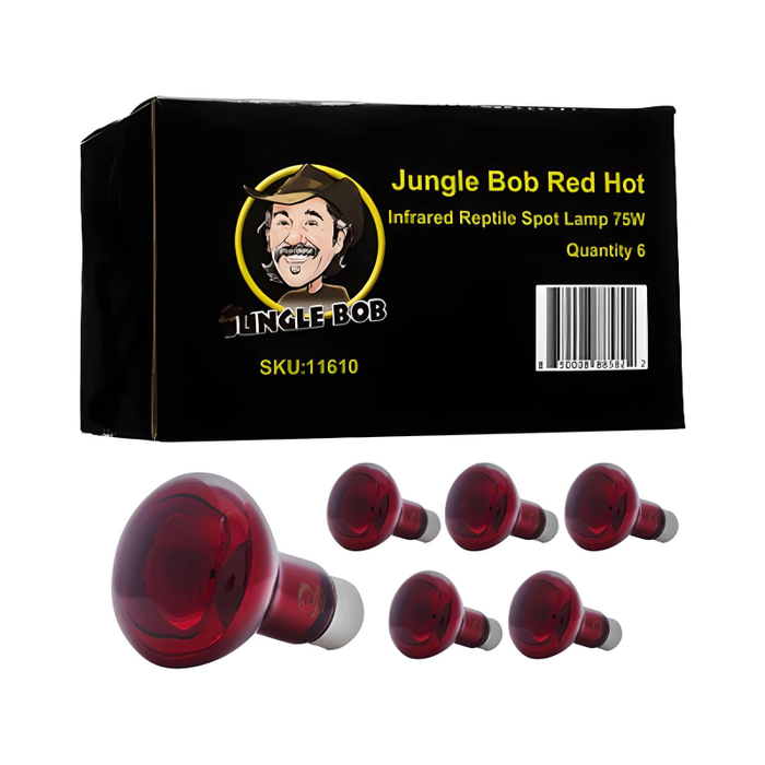 Carton of 6 Bulbs Jungle Bob 75w Red Hot Lamps