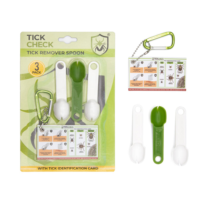 Tick Check Remover Spoon 3 Pack with tick ID card