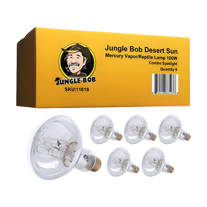 Carton of 6 Jungle Bob 100W Desert Sun lamps UVA/UVB/HEAT All In One!
