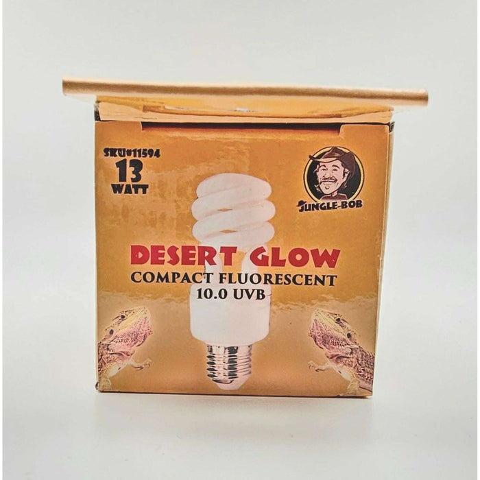 ungle Bob - Desert Glow UVA/UVB Bulb - 13W UVB Compact Fluorescent Light - for Desert Reptiles & Tortoises - Stimulates Natural Behaviors - Replicates Sunlight - Lamp for Terrariums:Jungle Bob's Reptile World