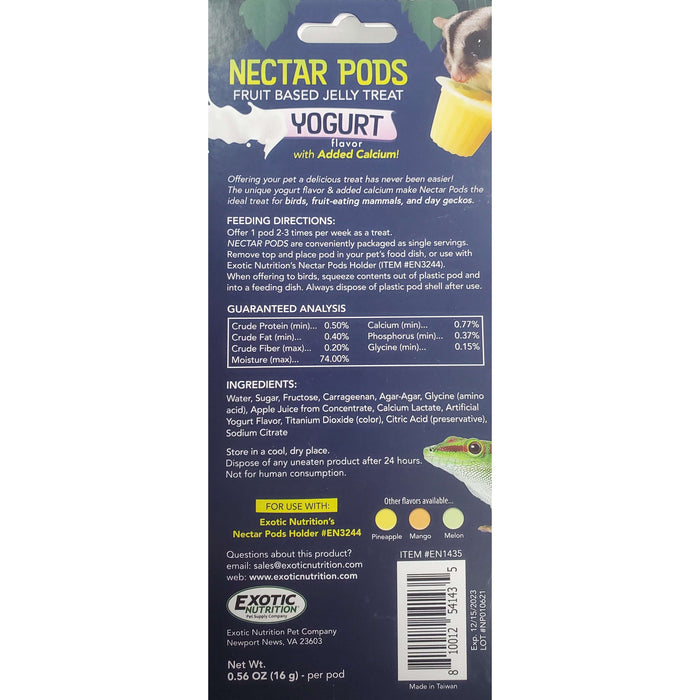 Exotic Nutrition Yogurt Nectar Pods 8 pack:Jungle Bob's Reptile World