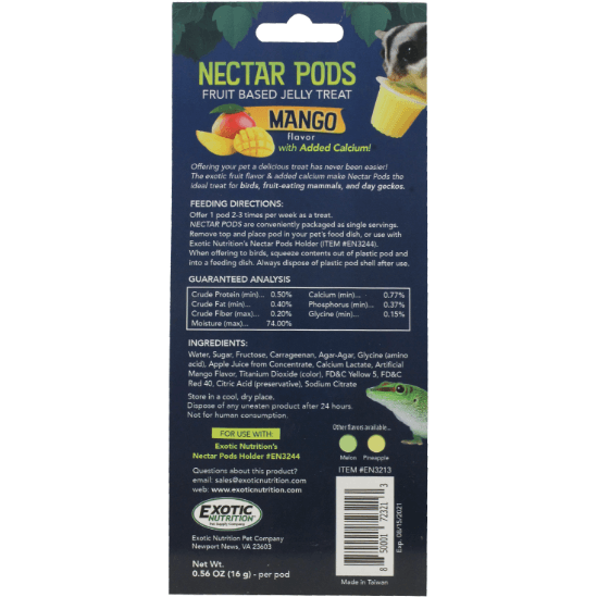 Exotic Nutrition Mango Nectar Pods 8 Pack:Jungle Bob's Reptile World