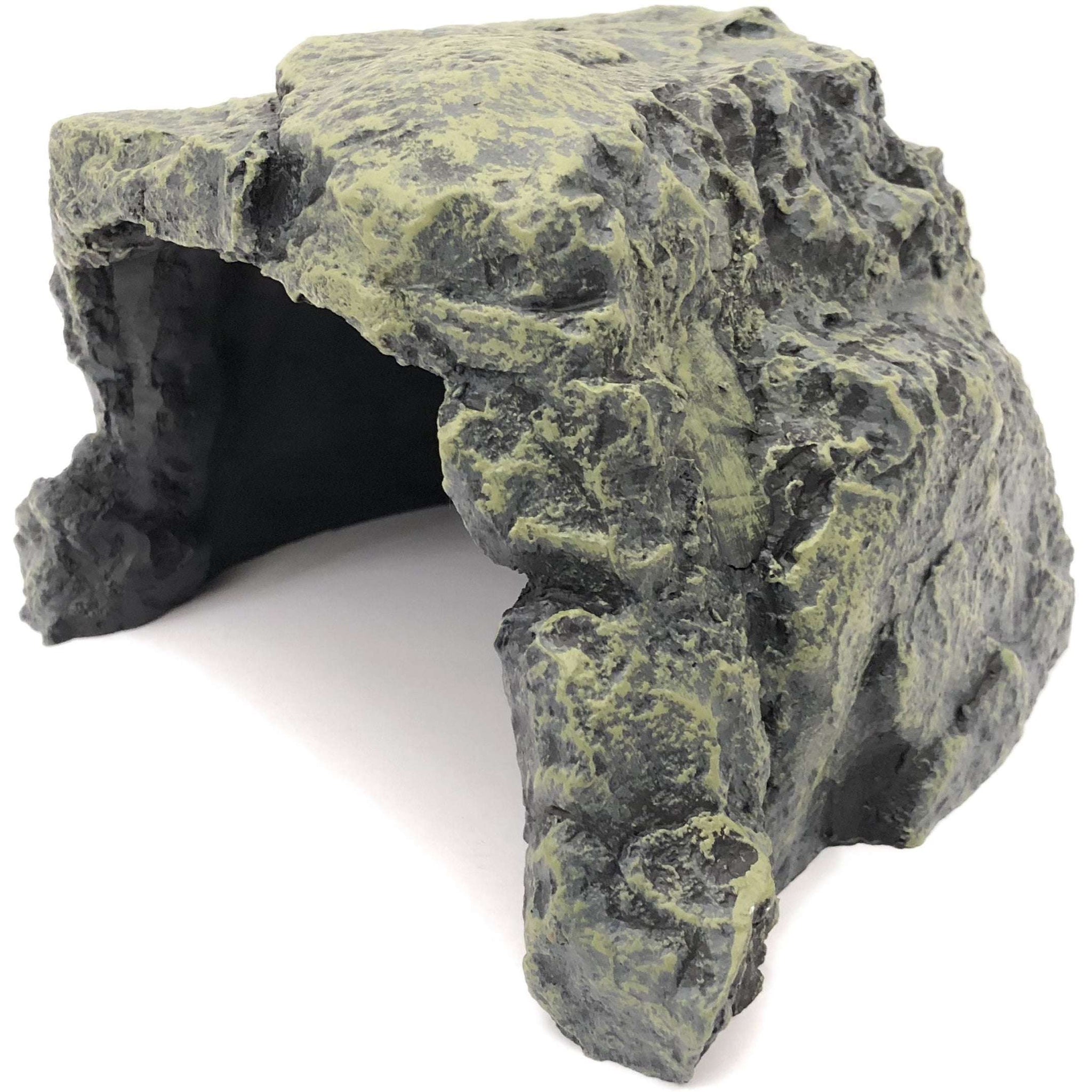 Galápagos Mossy Cave Hide - 4 Inch Green Reptile Hide, Corner Habitat Decoration For Amphibians