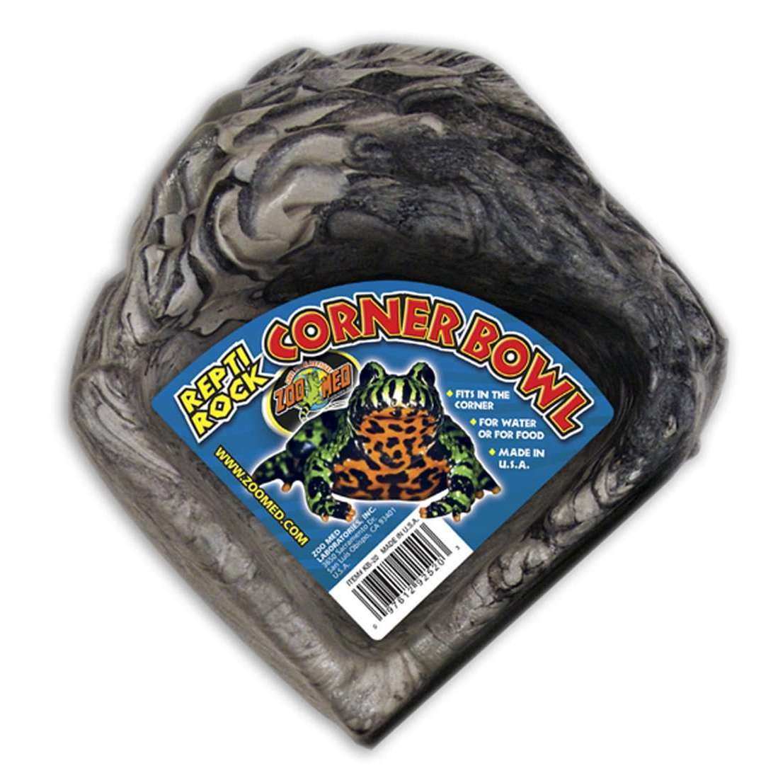 Zoo Med Repti Rock Corner Ciotola Angolare Per Rettili – Mangiatoia In Resina Atossica, Facile Da Pulire, Taglia L 31,5x8,5x26 Cm Per Terrari