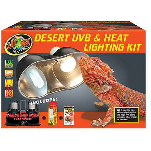 Zoo Med UVB & Heat Dual Dome Kit Desert 10.0/75W:Jungle Bob's Reptile World